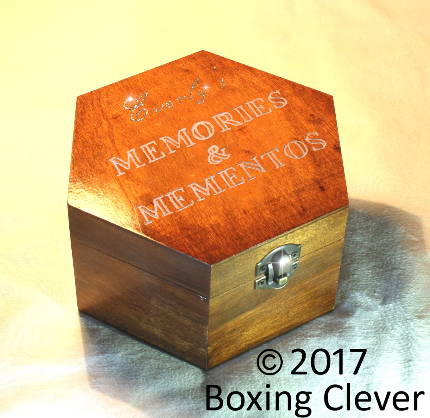 Personalized Keepsake Box Engraved Silver Glitter & White Etsy