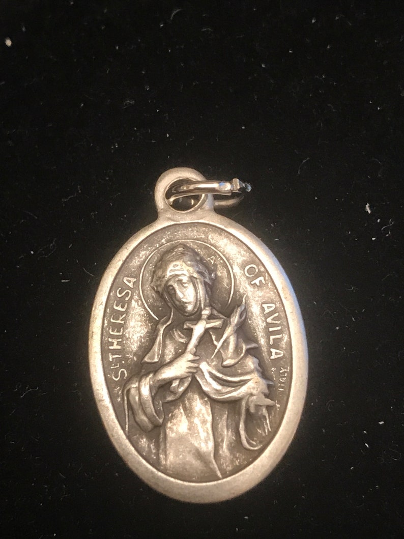 Medal Saint Teresa of Avila Silver Oxidized 1 Inch Oval | Etsy