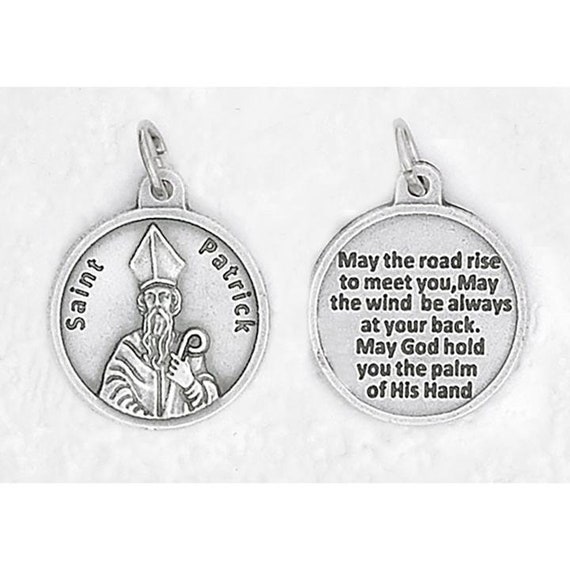 Saint Patrick 3/4-inch Pewter Medal Pendant with Holy Prayer Card 