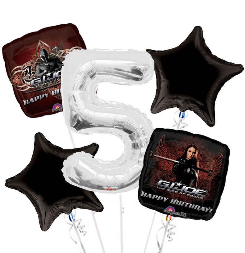 Gold Number Jumbo Balloon G.I.Joe Balloon Bouquet 5 pc Viva Party Balloon Collection