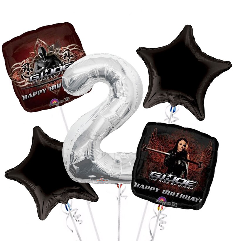 Gold Number Jumbo Balloon G.I.Joe Balloon Bouquet 5 pc Viva Party Balloon Collection