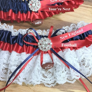 New England garter set.  Wedding sports garters.  Sports garters.