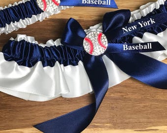 Handcrafted Baseball Wedding Garter Belt Toss or Set W/ White Lace Made  Using New York NY Yankees Fabric - Etsy