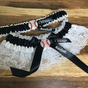 Chicago baseball garters.  Chicago garter set.  Sports garters.