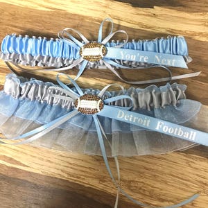 Football garters.  Detroit Sports garter set.  Sports garters.