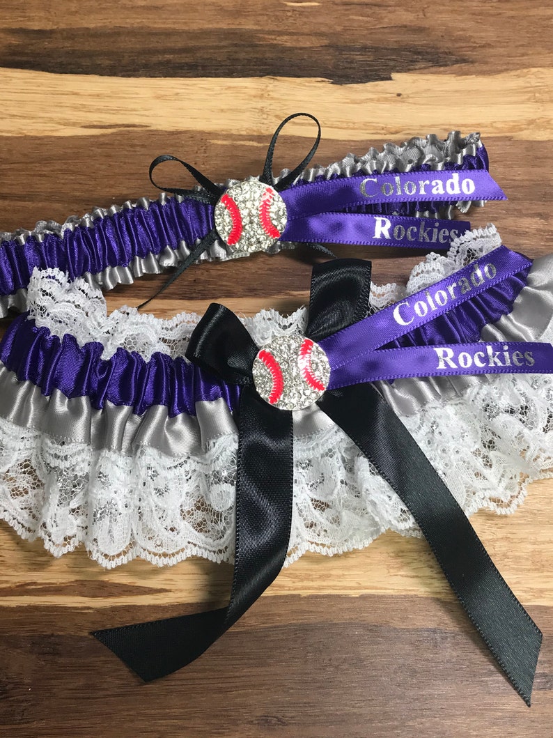 Sports garters Colorado Rockies inspired baseball garter set Baseball garters.