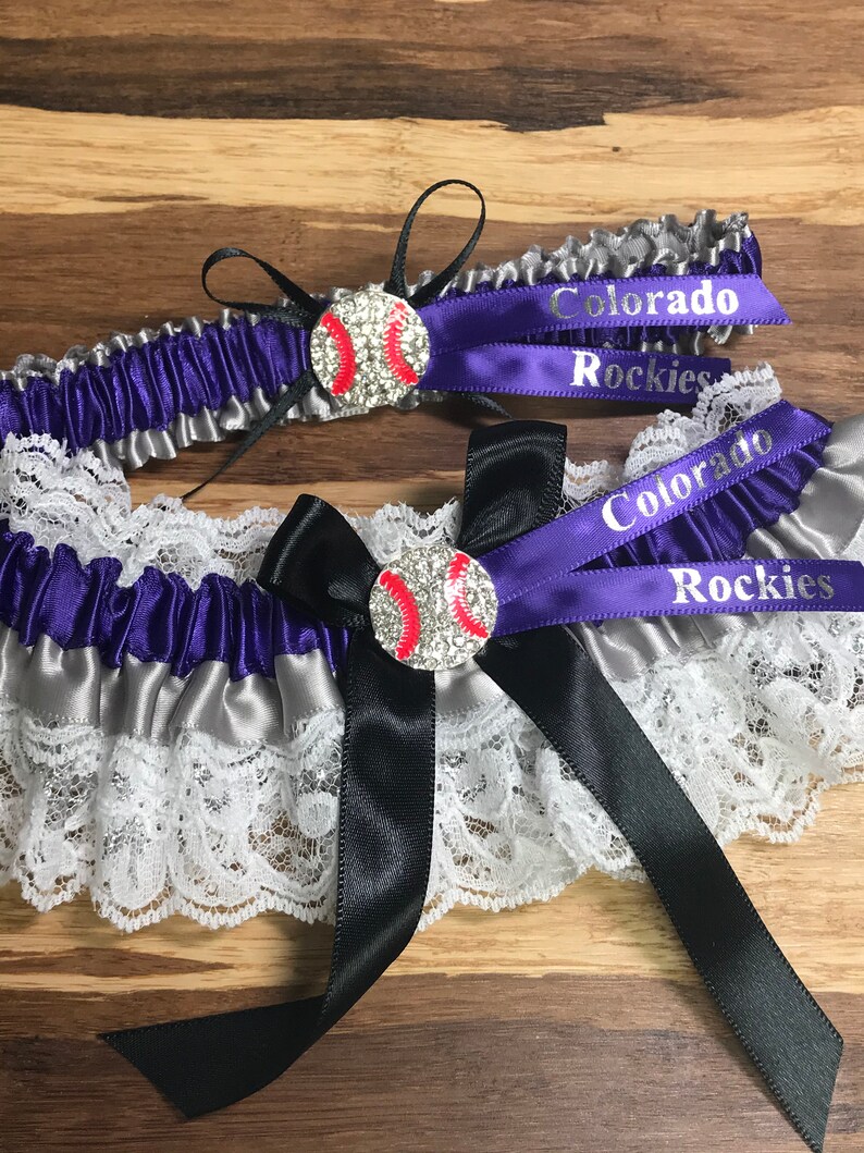 Sports garters Colorado Rockies inspired baseball garter set Baseball garters.