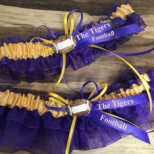 The Tigers football garter set.  Football garters.  Sports garters.