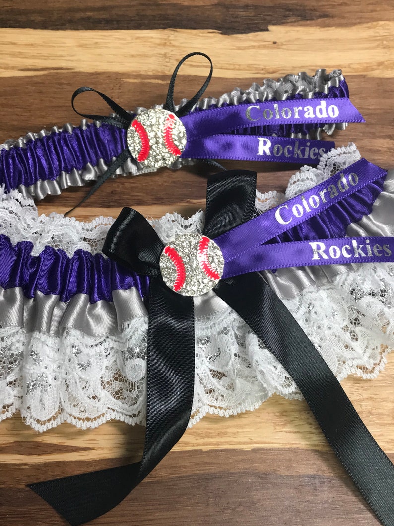 Sports garters Colorado Rockies inspired baseball garter set Baseball garters.