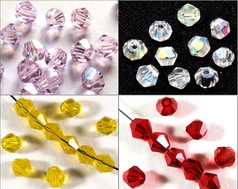 40 Perles Tchèques Toupies en Cristal 4mm Cristal