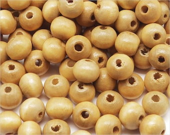 Perles Rondes en Bois 8mm Marron clair quantité au choix 100, 500, 1000 pcs