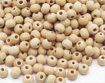 RAW Natural Wood Beads 6mm quantity of your choice, 100, 500, 1000, 2000 pcs, Decreasing price