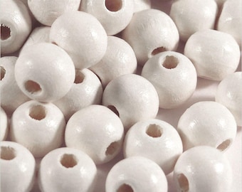 Round Wooden Beads 8mm Natural White quantity of your choice 100, 500, 1000 pcs