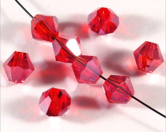 Lot de 30 perles toupies 6mm en cristal - Rouge