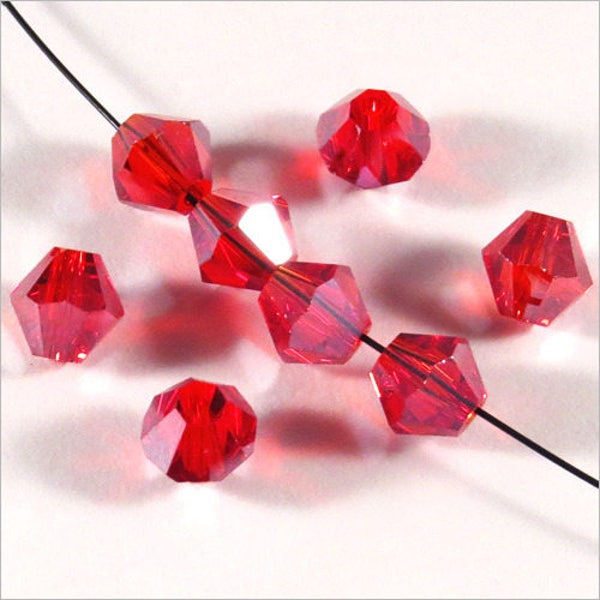 Lot de 30 perles toupies 6mm en cristal - Rouge