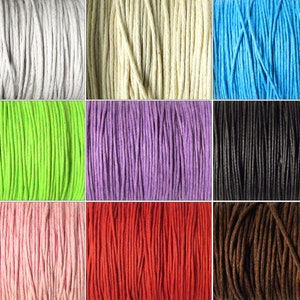 Waxed Cotton Cord 0.8mm or 1mm Color of your choice