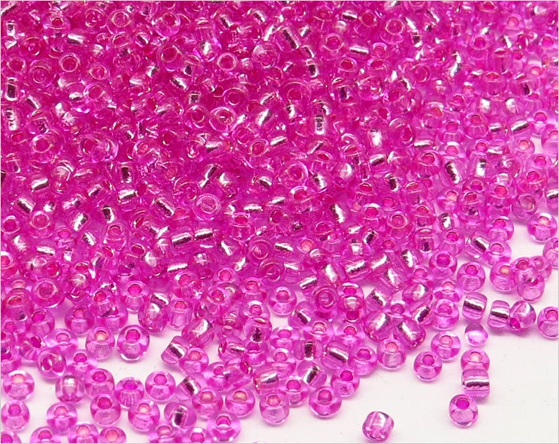 Fuchsia Silver Lined Glass Seed Beads - 2mm - 20g Spacer Beads in Dark Pink  - 1500 beads