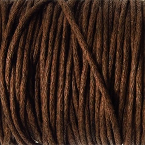 Waxed Cotton Cord 0.8mm or 1mm Color of your choice Brown