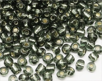 Glass Seed Beads 4mm Silver Lined black, 20g About 250 pcs