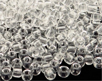 Glass Seed Beads 4mm Clear transparent 20g About 250 pcs