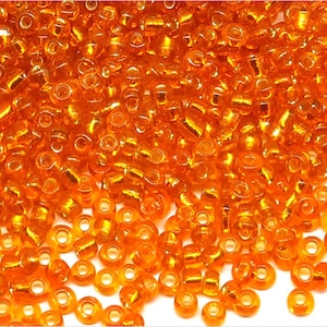 Perle di roccia 2mm vetro Orange Silver Hole, Lotto 20g Circa 1600 pz