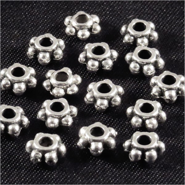 Lot de 20 Perles en métal intercalaires style Tibétain Rondelles 5x3mm