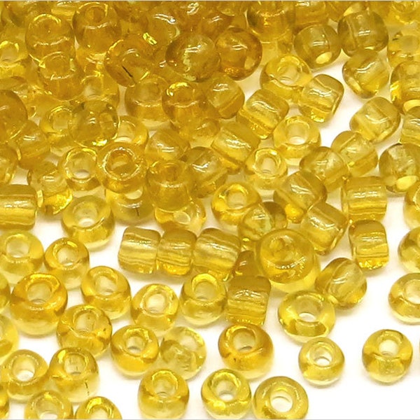 Perles de Rocailles 4mm en verre Transparent Jaune Topaze 20g Environ 250 pcs