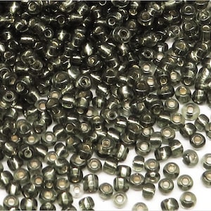 Perle di roccia 2mm vetro Silver Hole Grigio-Nero, Lotto 20g Circa 1600 pz