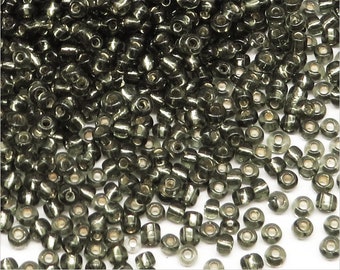 Perles de Rocailles 2mm en verre Trou Argenté Gris-Noir, Lot 20g Environ 1600 pcs