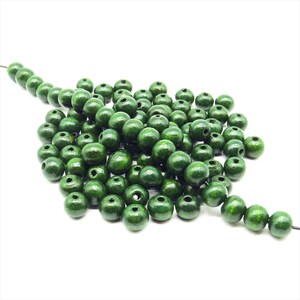 Perles Rondes en Bois 10mm Vert foncé pour Création de Bijoux, Lot de 40 pcs image 3