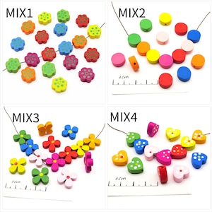 Lotto di 50 perline di legno, vari colori per creare gioielli e hobby creativi con i bambini, diversi modelli tra cui scegliere
