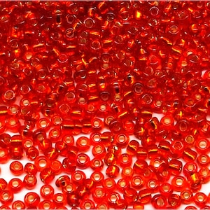 Perle di roccia 2mm vetro Silver Hole Red, Lot 20g Circa 1600 pz