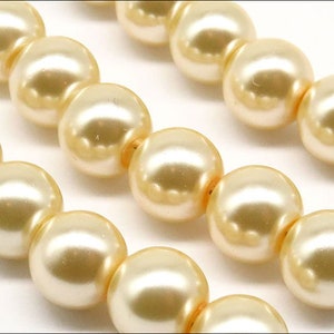 Lot of 30 8mm Round Pearly Glass Beads in your choice of color Brown Orange Beige Ivory Beige
