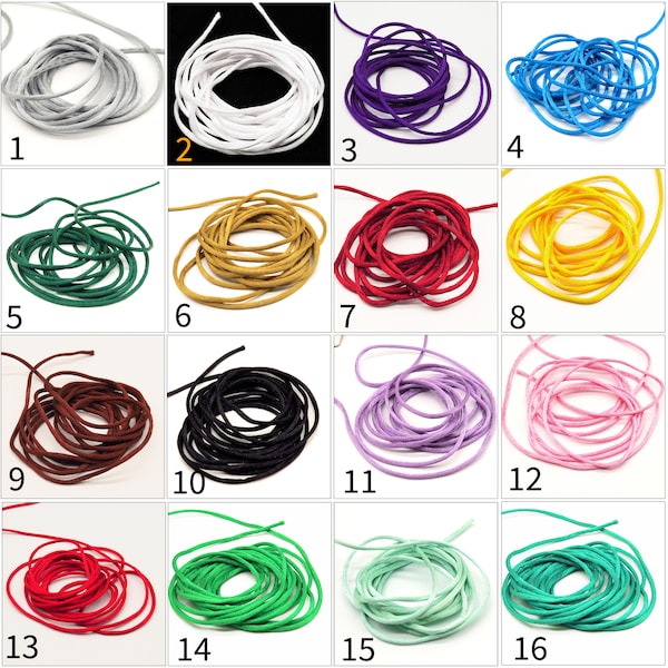 Rat Tail Satin Cord 2mm, perfect for jewelry, cords with the KUMIHIMO and SCOUBI techniques, or for decoration