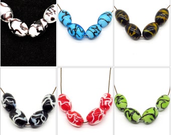 Lot de 4 Perles Ovales en verre Style Murano, Pour création de Bijoux Uniques et Elégan, plusieurs couleurs au choix