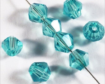 Set of 30 beads 6mm crystal tops - Aquamarine