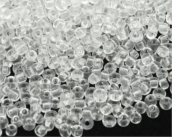 Perlen IN Rocailles aus Glas Durchsichtig 2mm Mitte Ecru 20g 12/0 