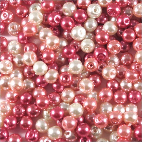 Lot de Perles Nacrées 4mm Verre de Bohème Mélange assorti Rose 1200 pcs
