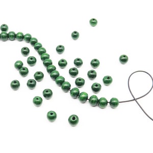 Perles Rondes en Bois 10mm Vert foncé pour Création de Bijoux, Lot de 40 pcs image 4