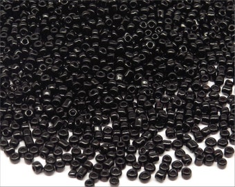 Perles de Rocailles en verre Opaque 2mm (12/0) Noir 20g Environ 1600 pcs