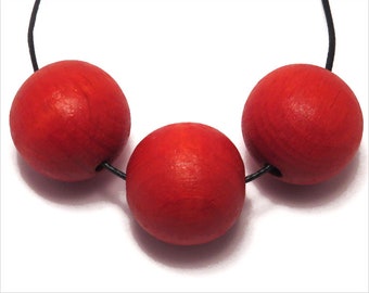 Lot de 10 Perles Rondes en Bois 16mm Rouge pour Création de Bijoux