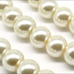 Lot of 30 8mm Round Pearly Glass Beads in your choice of color Brown Orange Beige Ivory Blanc Ivoire
