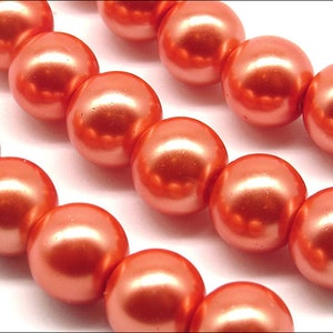 Lot of 30 8mm Round Pearly Glass Beads in your choice of color Brown Orange Beige Ivory Orange