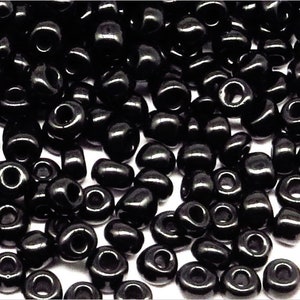 Perles de Rocailles 4mm en verre Opaque Noir 20g Environ 250 pcs image 1