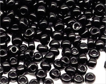 Perles de Rocailles 4mm en verre Opaque Noir 20g Environ 250 pcs