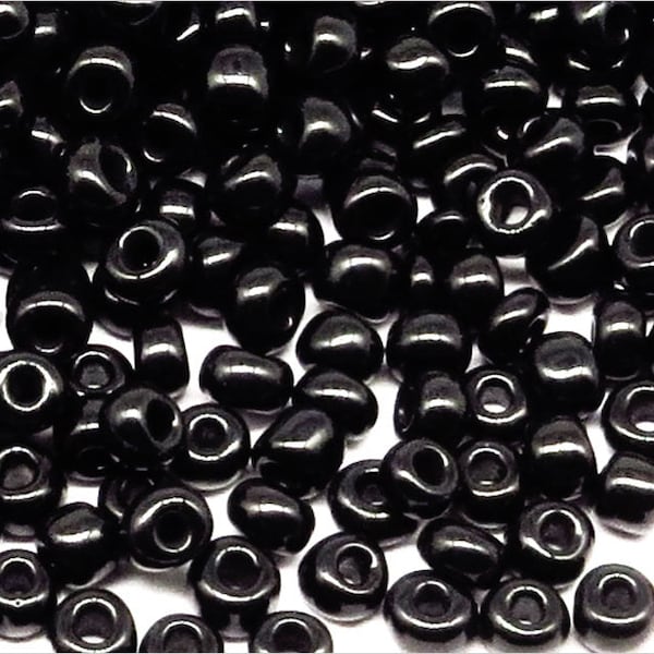 Perles de Rocailles 4mm en verre Opaque Noir 20g Environ 250 pcs