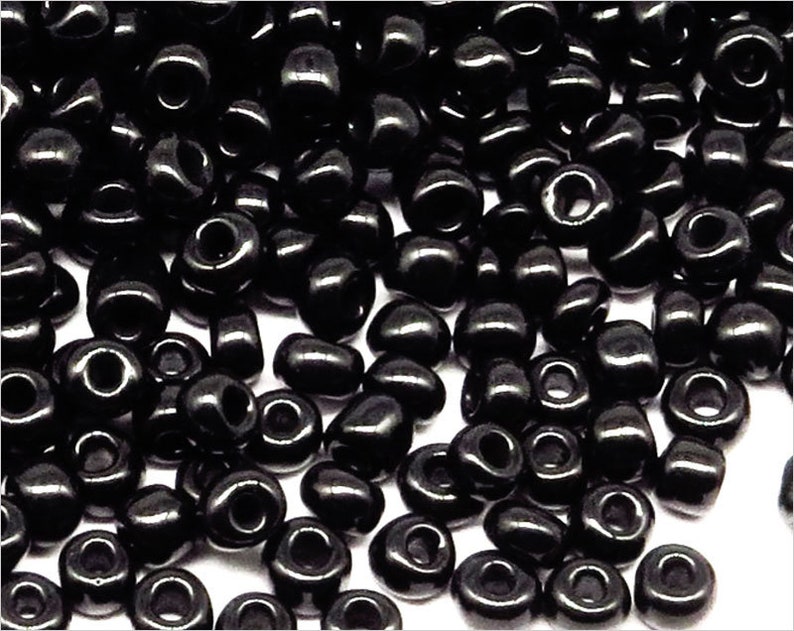 Perles de Rocailles 4mm en verre Opaque Noir 20g Environ 250 pcs image 1