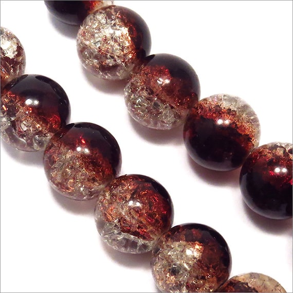Pack von 20 Perlen krakelee aus Glas 12mm rot 