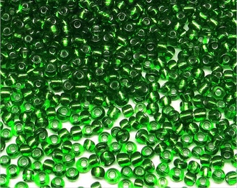 Perle di roccia 2mm vetro Silver Hole Dark Green, Lotto 20g Circa 1600 pz