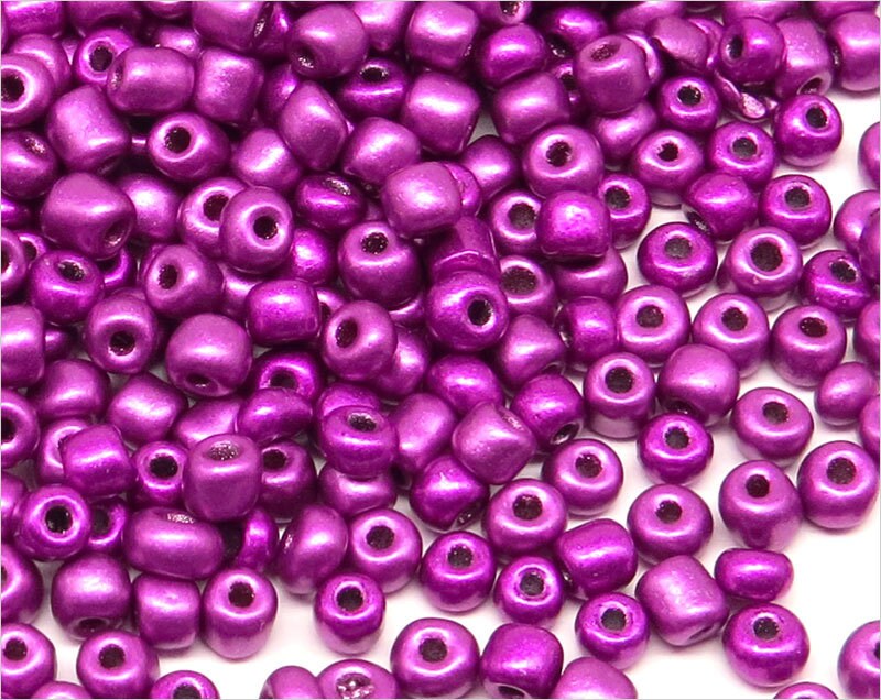 Glass Seed Beads 4mm Opaque Metallic Purple 20g About 250 Pcs 